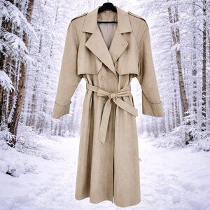 80's Trench Coat size 13/14, Below the Knee with belt fully lined full length